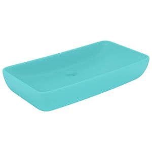 vidaXL Lavat&oacute;rio luxuoso retangular 71x38 cm cer&acirc;mica verde-claro mate