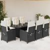 vidaXL 9 pcs conjunto de jantar p/ jardim c/ almofad&otilde;es vime PE preto