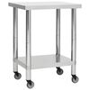 vidaXL Mesa de trabalho de cozinha com rodas a&ccedil;o inoxid&aacute;vel 80x30x85cm
