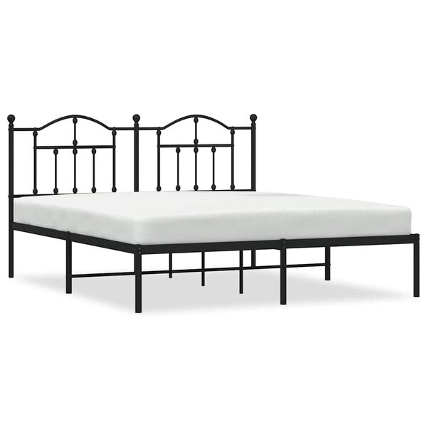 vidaXL Estrutura de cama com cabeceira 160x200 cm metal preto