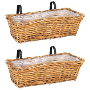 vidaXL Cesta de Plantador Suspensa GENDT 2 unid. Marrom Natural