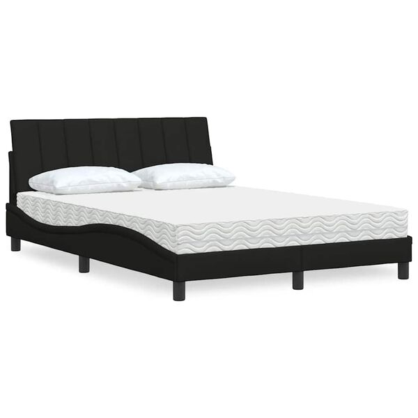 vidaXL Cama com colch&atilde;o Hanko 140x190 cm tecido preto