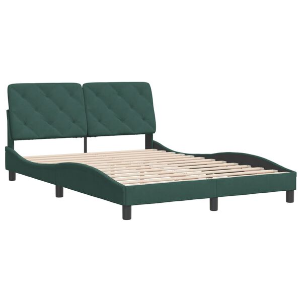 vidaXL Estrutura de cama sem colch&atilde;o 140x200 cm veludo verde-escuro