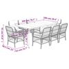 vidaXL 9 pcs conjunto de jantar p/ jardim c/ almofad&otilde;es vime PE preto