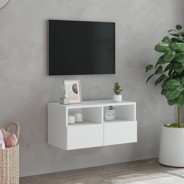 vidaXL Móvel de parede p/ TV 60x30x30 cm derivados de madeira branco