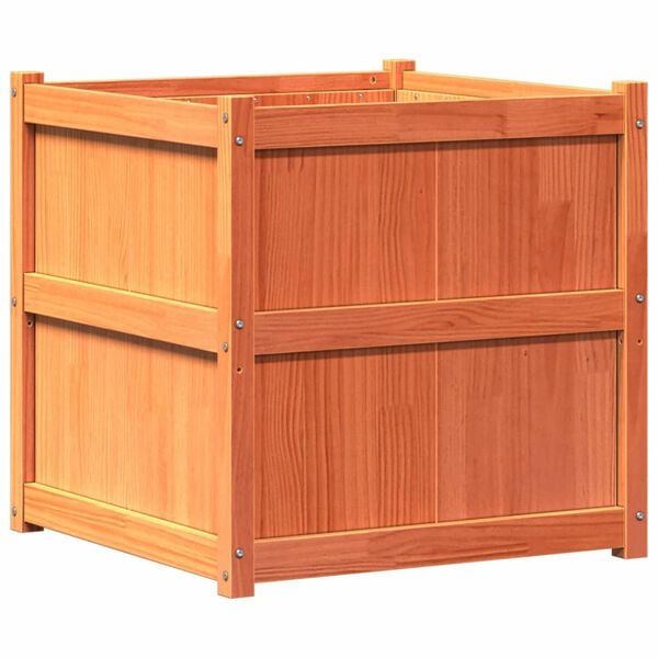 vidaXL Vaso/floreira de jardim 70x70x70 cm pinho maciço castanho cera