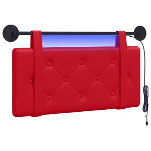 vidaXL Cabeceira suspensa Com luz LED Vermelho Couro Sint&eacute;tico