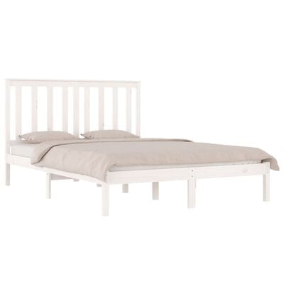 vidaXL Estrutura de cama king 150x200 cm pinho maciço branco