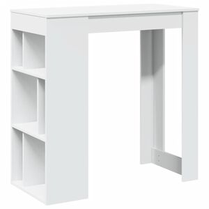 vidaXL Mesa de bar com prateleiras derivados de madeira branco
