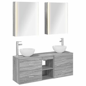 vidaXL Conjunto de Arm&aacute;rios para Banheiro 5 unid. Sonoma cinzento