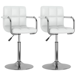vidaXL Cadeiras de jantar girat&oacute;rias 2 pcs couro artificial branco
