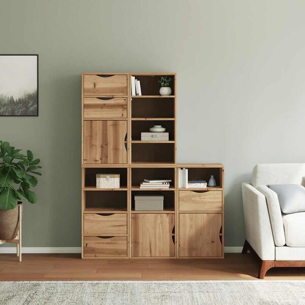 vidaXL M&oacute;veis de apoio 5 pcs ODDA 40x24x79 cm pinho de madeira maci&ccedil;a