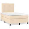 vidaXL Cama box spring c/ colch&atilde;o e LED 120x190 cm tecido cor creme
