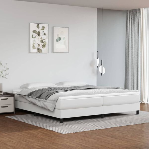 vidaXL Cama com molas/colchão 200x200 cm couro artificial branco