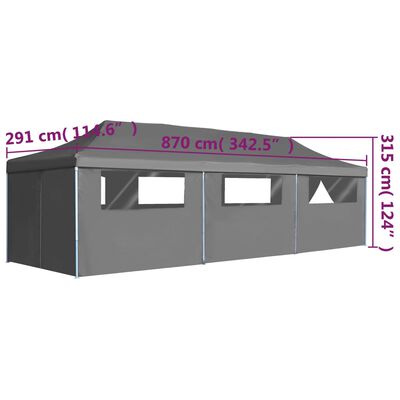 vidaXL Tenda para festas pop-up dobrável c/ 8 paredes 3x9 m antracite