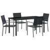 vidaXL Conjunto de Jantar para Jardim 5 unid. Preto Rattan de PE