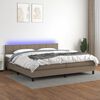vidaXL Cama box spring colch&atilde;o/LED 200x200cm tecido cinza-acastanhado