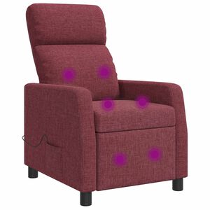vidaXL Recliner de Massagem Vinho Vermelho Tecido