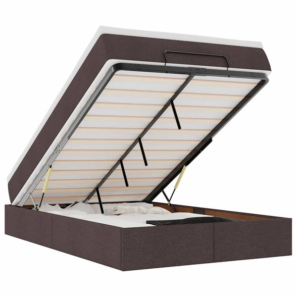 vidaXL Estrutura cama otomana colch&atilde;o 120x200cm tecido castanho escuro