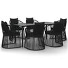 vidaXL 7 pcs conjunto de jantar p/ jardim c/ almofad&otilde;es vime PVC preto