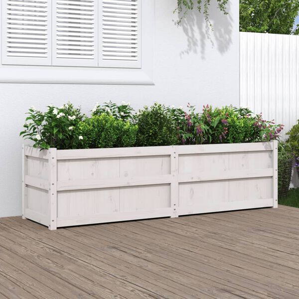 vidaXL Vaso/floreira de jardim 180x50x50 cm pinho maciço branco