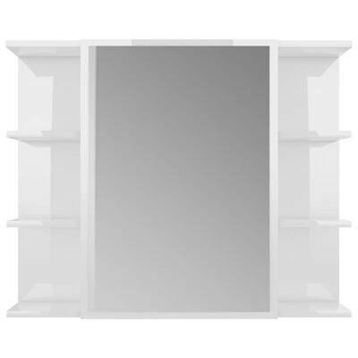 vidaXL Armário casa banho c/ espelho 80x20,5x64cm contraplacado branco
