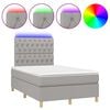 vidaXL Cama box spring c/ colch&atilde;o e LED 120x190 cm tecido cinza-claro