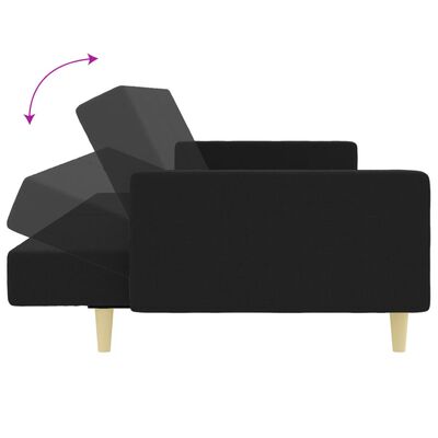 vidaXL Sofá-cama de 2 lugares com apoio de pés tecido preto