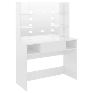 vidaXL Mesa de maquilhagem c/ LEDs 100x40x135 cm MDF branco brilhante