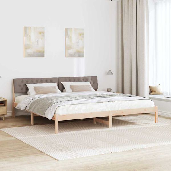 vidaXL Estrutura da cama com cabeceira Marrom e taupe 200 x 200 cm