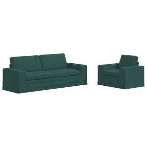 vidaXL Conjunto de Sof&aacute;s 2 unid. Verde Escuro tecido