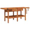 vidaXL Bancada de trabalho + gavetas/tornos 192x62x83 cm ac&aacute;cia maci&ccedil;a