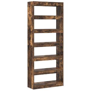 vidaXL Gabinete de Livros 6 n&iacute;veis 80 x 30 x 198 cm Carvalho Defumado