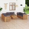 vidaXL 9 pcs conj. lounge jardim + almofad&otilde;es cinza-escuro teca maci&ccedil;a