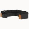 vidaXL 11 pcs conjunto sof&aacute;s de jardim c/ almofad&otilde;es vime PE preto
