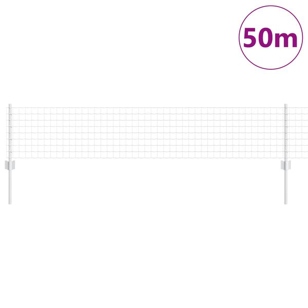 vidaXL Cerca com Poste Prateado 0,4 x 50 m A&ccedil;o