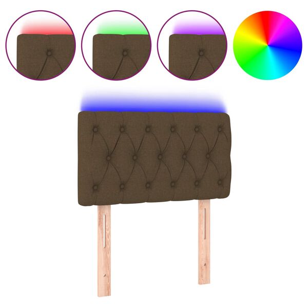 vidaXL Cabeceira de cama c/ luzes LED tecido 80x7x78/88 cm castanho