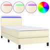vidaXL Cama box spring c/ colch&atilde;o/LED 80x200 cm couro artificial creme