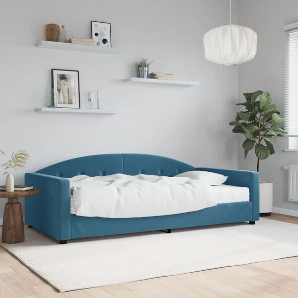 vidaXL Sof&aacute;-cama com colch&atilde;o 100x200 cm veludo azul