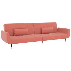 vidaXL Sof&aacute;-cama 2 lugares com duas almofadas veludo rosa