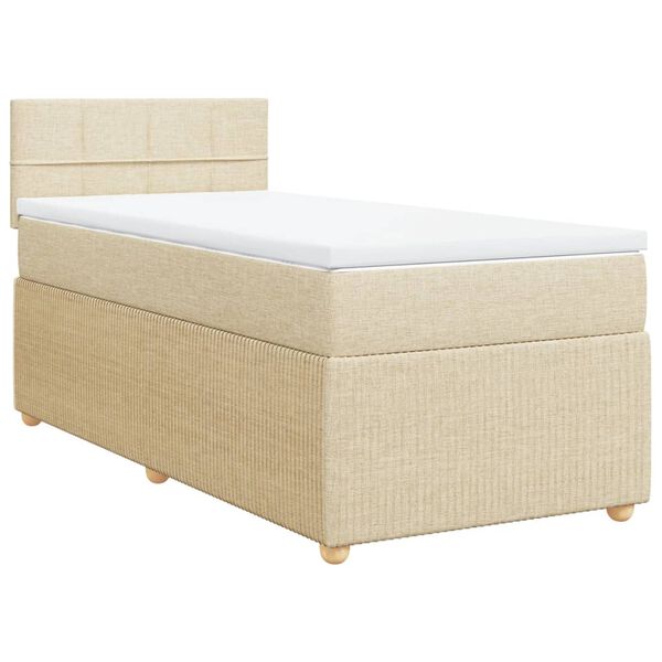 vidaXL Cama com molas/colch&atilde;o 80x200 cm tecido cor cr&egrave;me