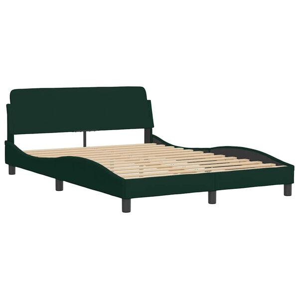 vidaXL Cama com colch&atilde;o Hanko 140x190 cm veludo verde-escuro
