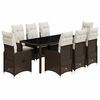 vidaXL 9 pcs conjunto bistr&ocirc; de jardim c/ almofad&otilde;es vime PE castanho