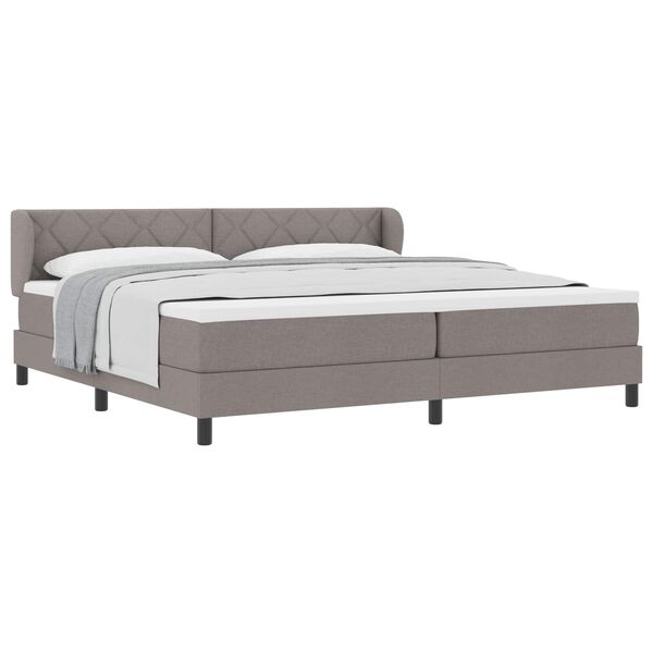vidaXL Cama Box com colch&atilde;o Cinzento-acastanhado 200 x 200 cm tecido
