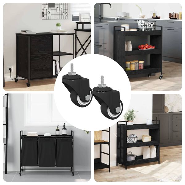 vidaXL Rod&iacute;zio Girat&oacute;rio 2 pcs Preto M6 mm Ferro e nylon