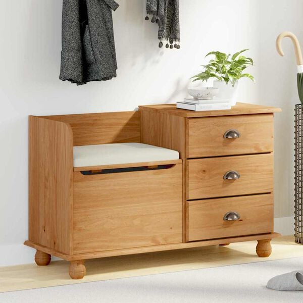 vidaXL Banco de armazenamento para entrada com gaveta ASKIM Castanho