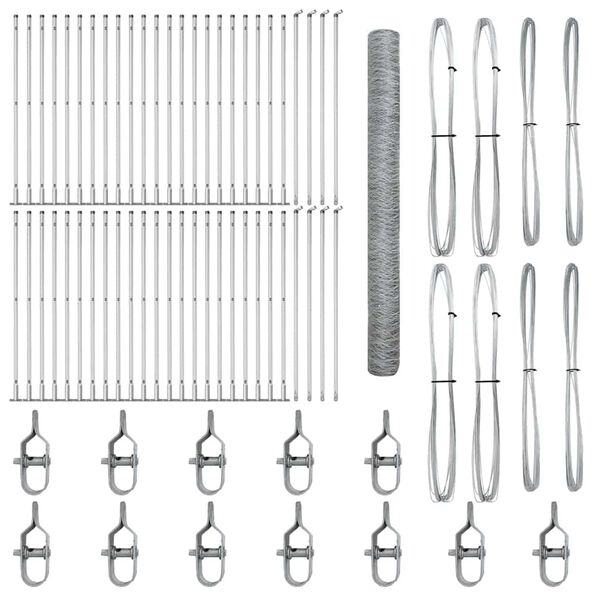 vidaXL Poste de Cerca Prateado 100 x 1,5 m (malha de 36 mm) A&ccedil;o