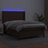 vidaXL Cama box spring c/ colch&atilde;o/LED 140x190 cm couro artif. castanho