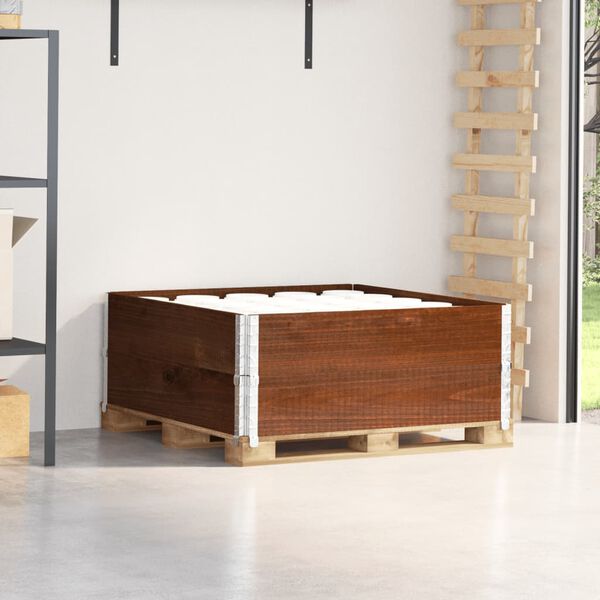 vidaXL Colares para paletes 2 pcs 100x100 cm pinho maci&ccedil;o castanho