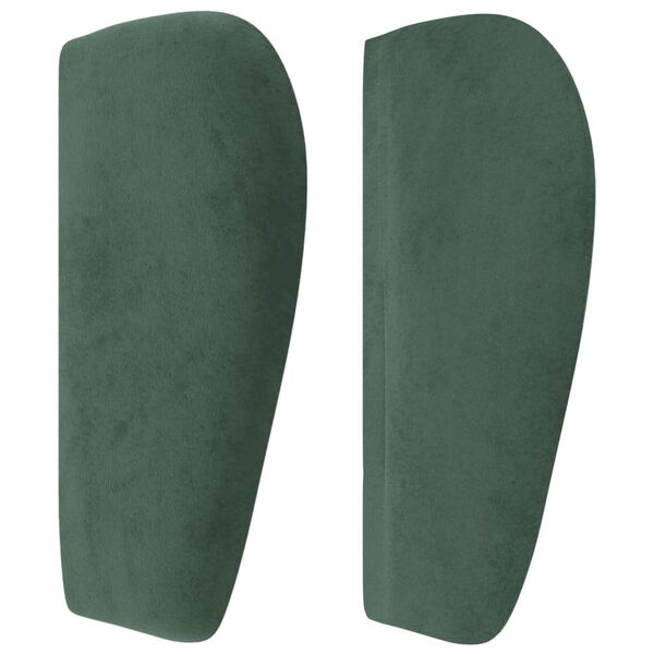 vidaXL Cabeceira de cama c/ abas veludo 163x23x78/88cm verde-escuro